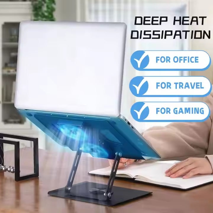 Cooler de Refrigeración para Laptop de Alto Rendimiento, Gira 360° con 2 Ventiladores.